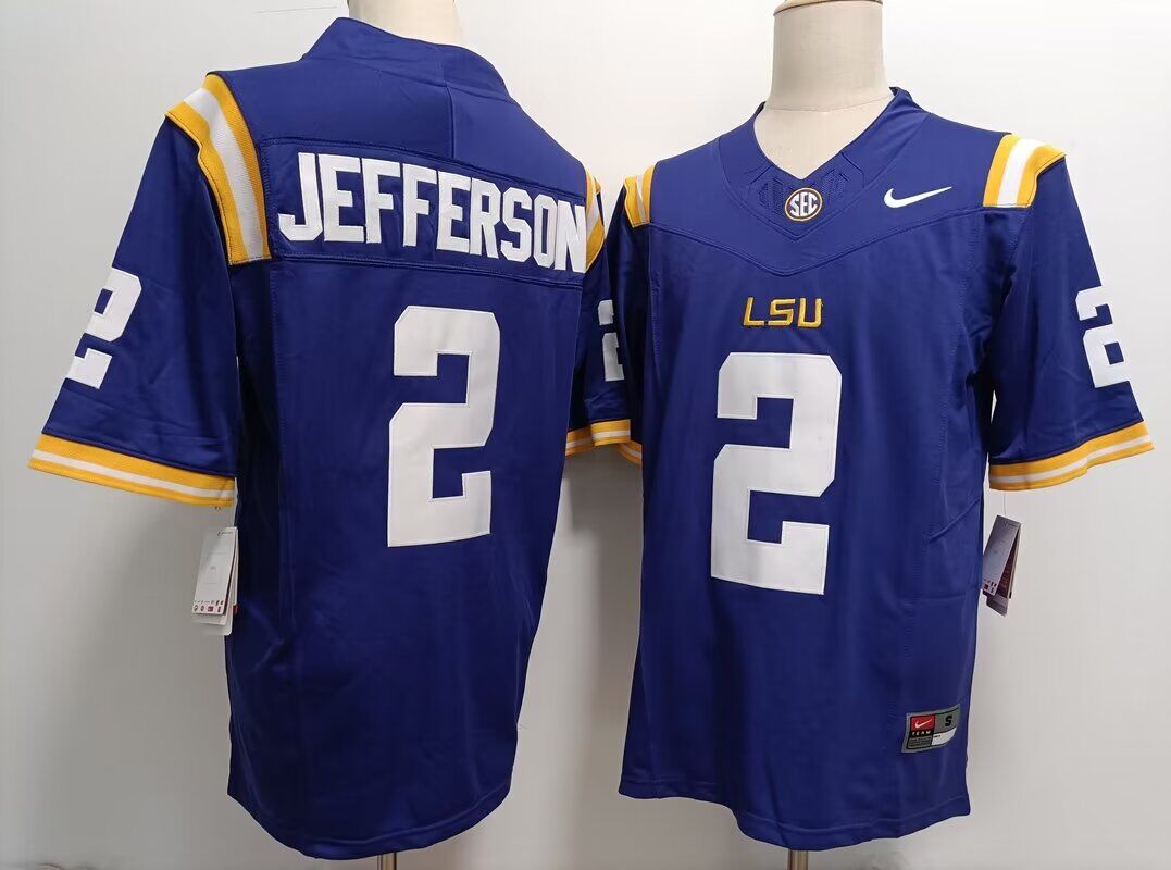 2024 NCAA Men LSU Tigers #2 Justin Jefferson blue Nike jerseys